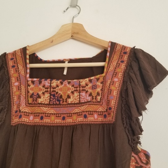 NEW Free People Day Glow Mini Boho Aztec Western Distressed Raw Dress Size Small - Picture 5 of 8